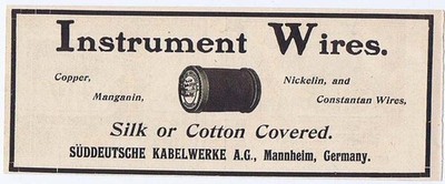 Süddeutsche Kabelwerke AG Mannheim Germany - Antike Technik Reklame 1904