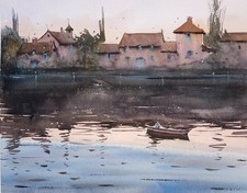 aquarelle paysage En Dordogne