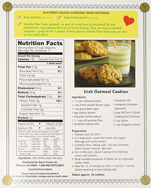 McCann's Irish Oatmeal Quick Cooking,  16 Ounce