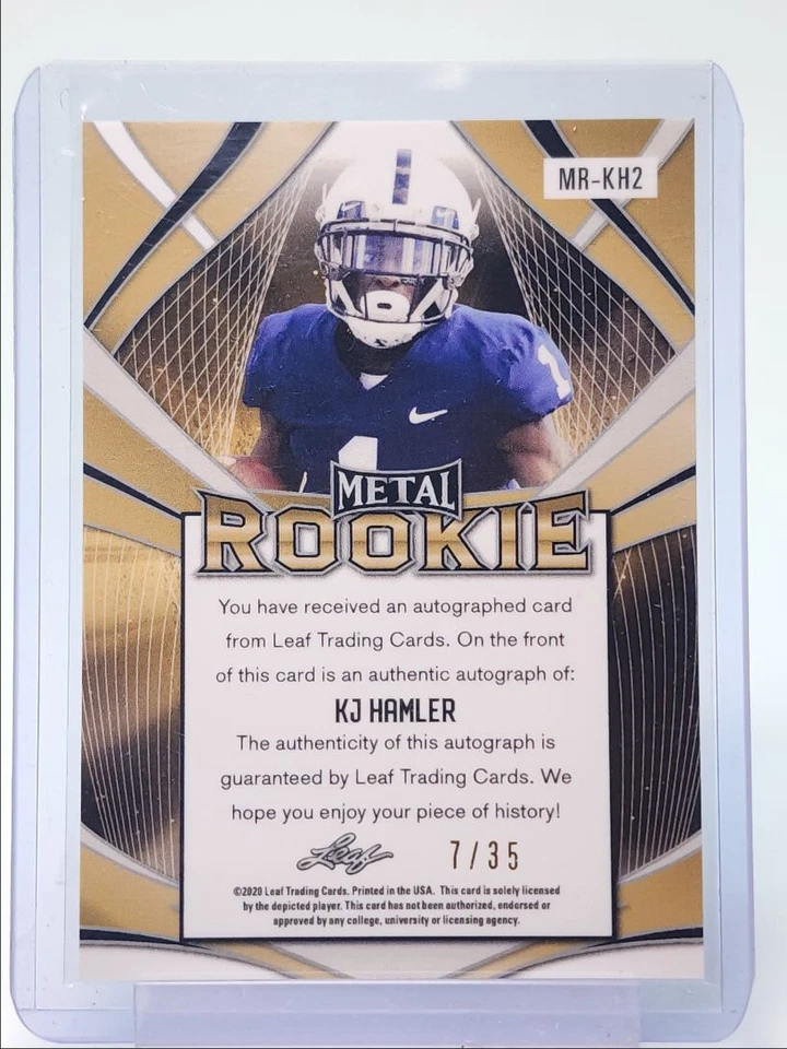 KJ HAMLER 2020 LEAF METAL ROOKIE AUTOGRAPH SILVER CRYSTAL RC AUTO /35 Q5159 - Image 2 of 2