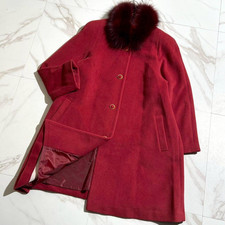 Vivi Luck Red Angora Fox Fur Long Coat Real Fur Size M From Japan