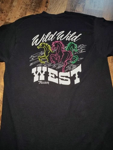 Vintage 90s Wild Wild West Tucson Neon Graphic T-Shirt Single Stitch M US - product listing photo
