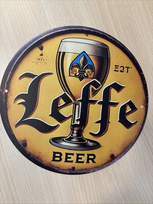 Blechschild rund Leffe Bier Reklame Werbeschild Vintage Metallschild TEL3865