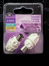 FAST FIT 2 COAXIAL TV FM DIGITAL PLUGS PAIR CARAVAN MOTORHOME Wilkinsons Fastfit