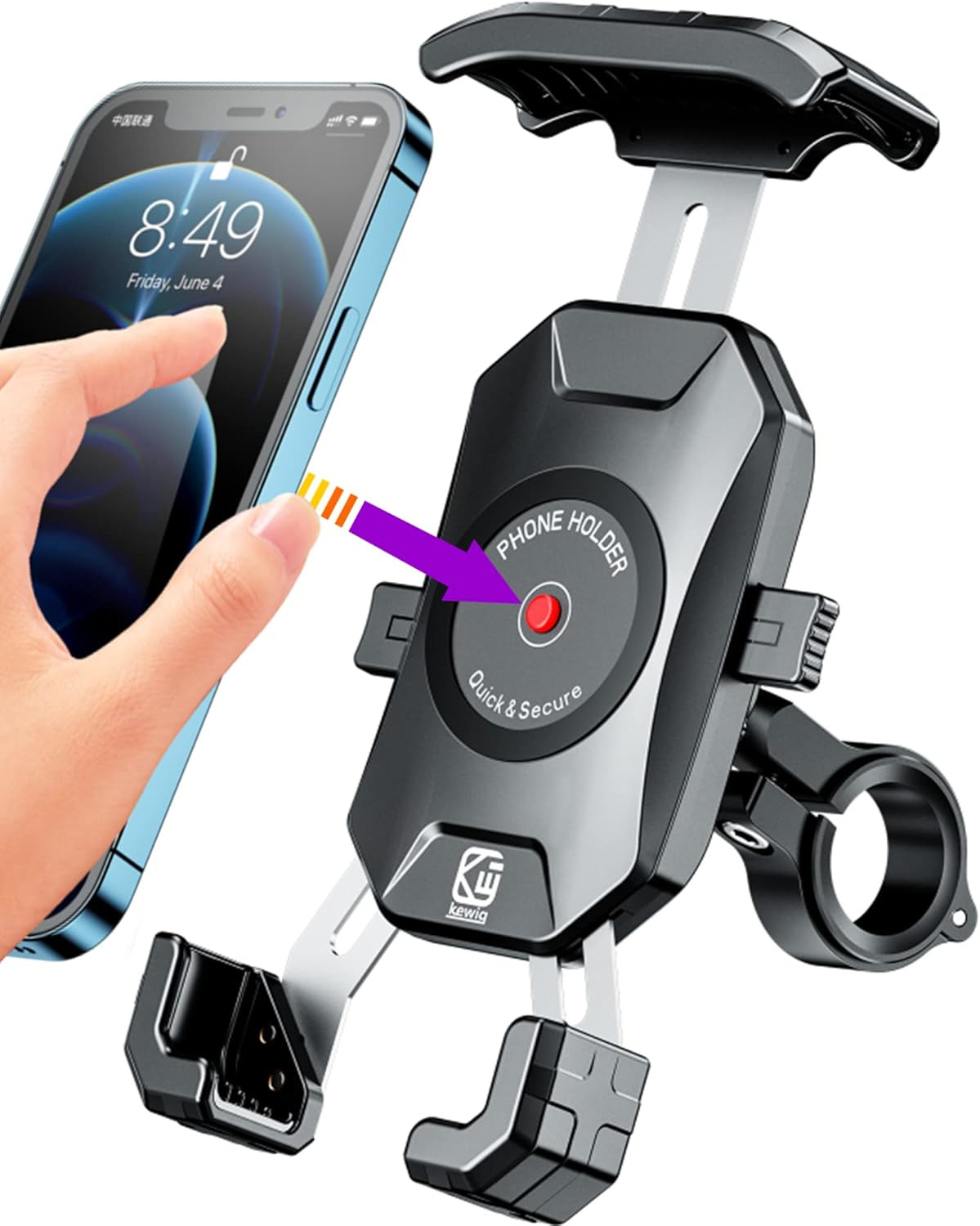 Motorcycle Bike Phone Mount with Solid Aluminum Alloy Mounti