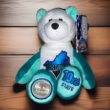 Limited Treasures Coin Bear Plush Virginia The 10th State 2000 Quarter NWT