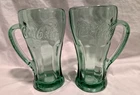 Vintage Coca-Cola Glass with Handle 12oz Green Libby Glass Glass Coke- Set Of 2