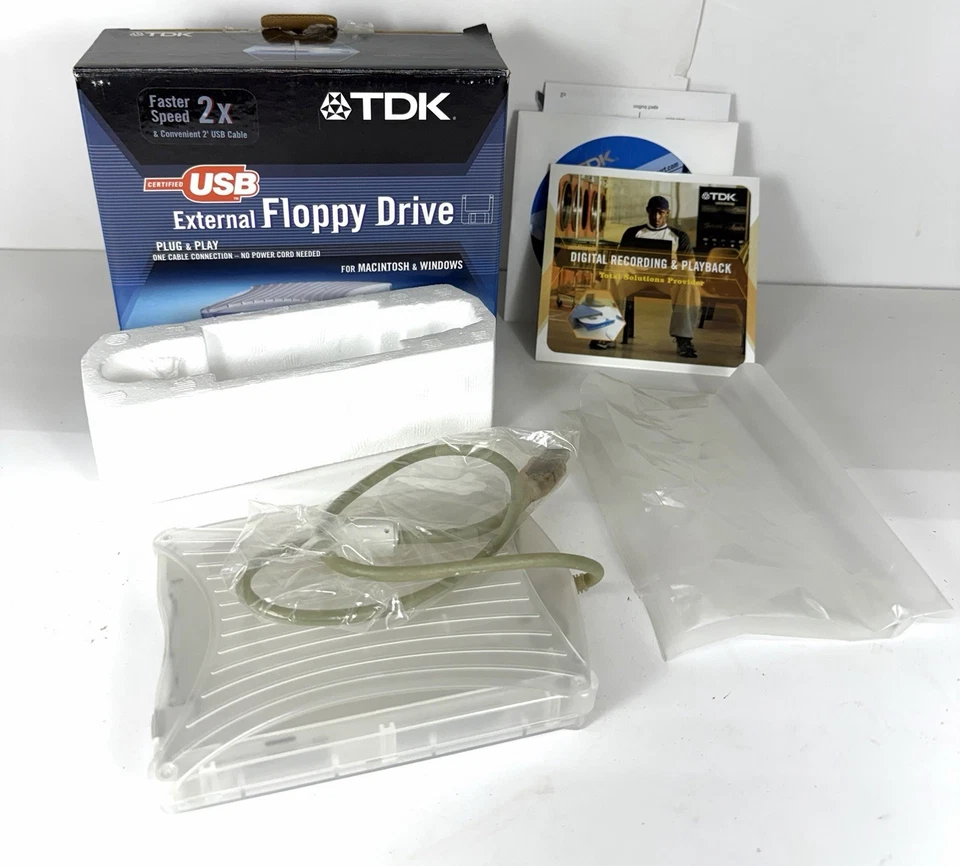 Внешний флоппи-дисковод TDK USB 3,5 дюйма 1,44 МБ FDD-100B TEAC FD-05PUW Mac Windows - Изображение 4 из 4