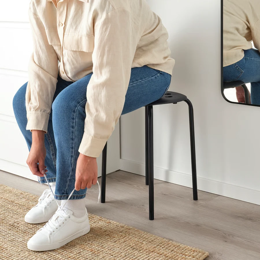 New IKEA MARIUS Stool Black 17 3/4" Modern Stackable Seat Lightweight Durable - Image 4 of 4