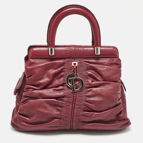 Sac fourre tout Dior cadre Karénine en cuir bordeaux