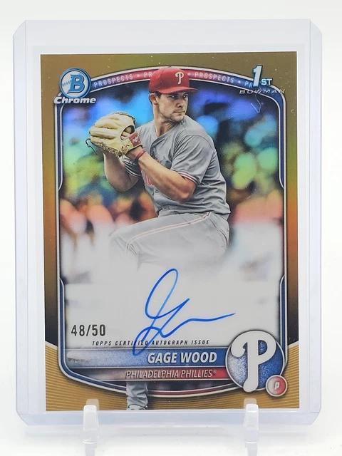 GAGE WOOD 2025 BOWMAN CHROME DRAFT 1ST TRUE GOLD AUTO /50 #CPA-GW Q4920