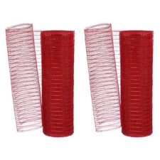 2 Pcs Decorative Mesh Ribbon, 10" x 10 Yard Mesh Ribbon Roll, Red
