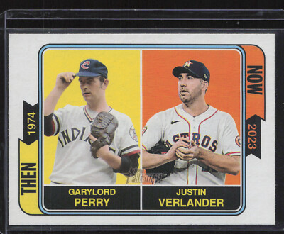 Gaylord Perry & Justin Verlander 2023 Topps Heritage Then And Now Insert #TAN-6