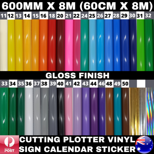 60CM X 8M GLOSS CUTTER PLOTTER VINYL STICKER ROLL WINDOW BANNER CALENDAR CUTTING - Picture 23 of 56