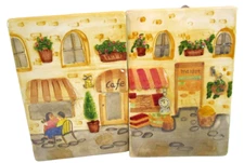 Bella Casa by Ganz 2 Wall Decor Plaques Shoppes Cafe  & Market 4x6 C eramic