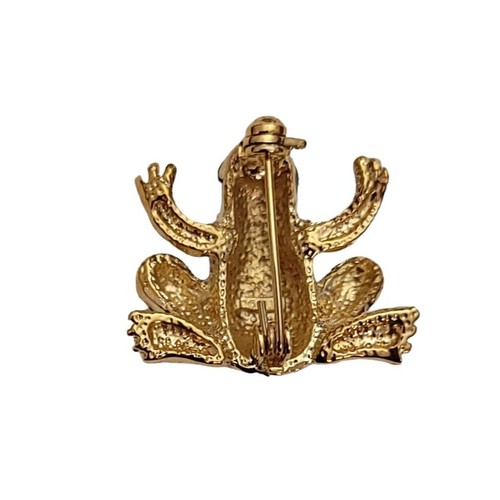 Broche prendedor rana estrás esmalte verde tono dorado romano, firmado L29 - Imagen 5 de 8