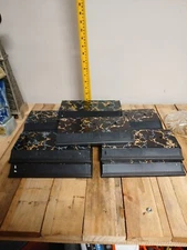 Lot Of (10)    4.5x9.5” Black Marble Plastic Rectangle Trophy Base Clean With Na