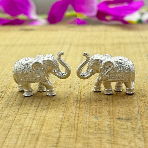 Solid Statue Silver Elephant, Mini Elephant Figurine, Trunk Up Elephants, Elepha - Picture 39 of 50