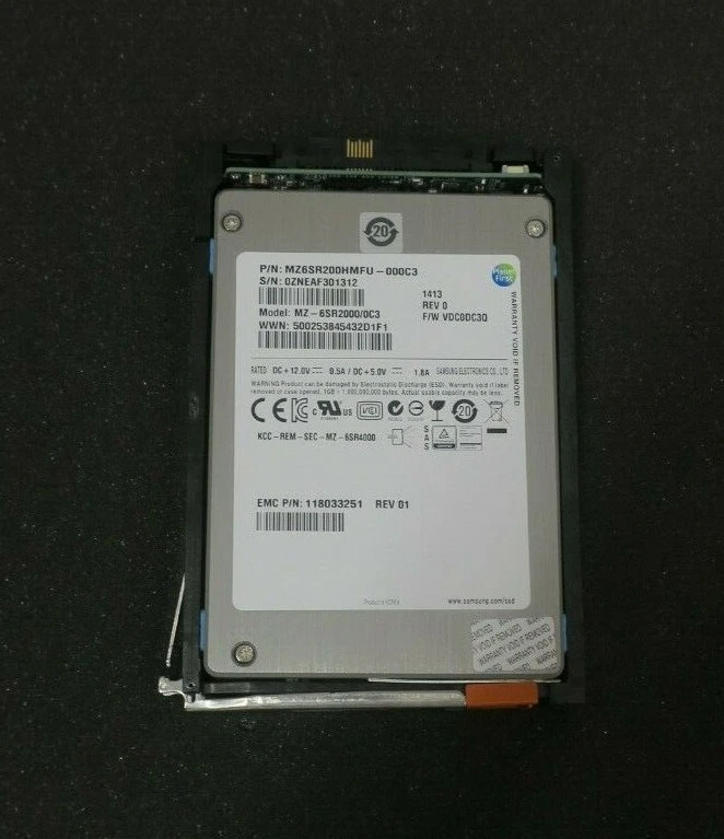 EMC 200GB Flash SAS 2.5" Solid State Drive SSD 005050502 V3-2S6F-200E V2-2S6F-20 - Image 2 of 3