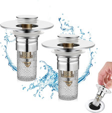 2 Pack Bathroom Sink Stopper for 1.06-1.50In, Universal Drain Filter with Hair S