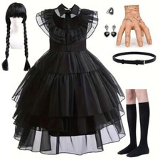 Black Gown for Girls Ruffled Prom Dress Party Frock Teen Halloween Cosplay lot