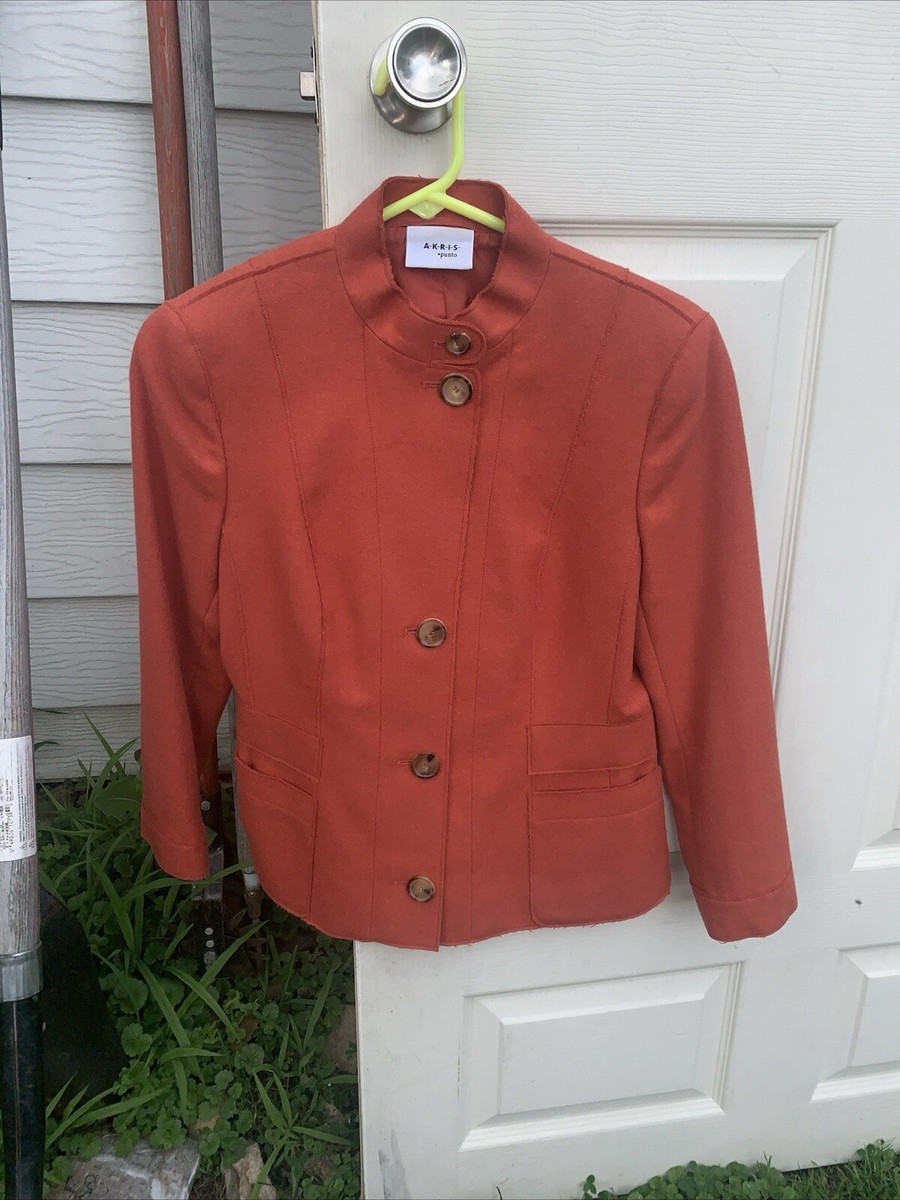 Authentic Akris Sz Women’s Fully Lined Wool Angora Rust Colored Jacket  Blazer