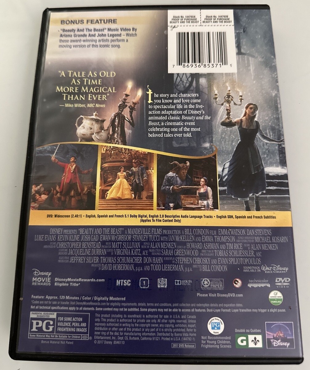 Beauty and the Beast (DVD, 2017) 786936853711|