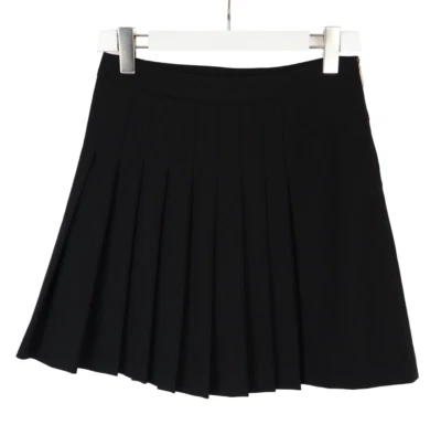 Jupe VERSACE JEANS Femme US 4 Noire Zippée Mini Plissée Doublée Décontractée - Photo 1/4