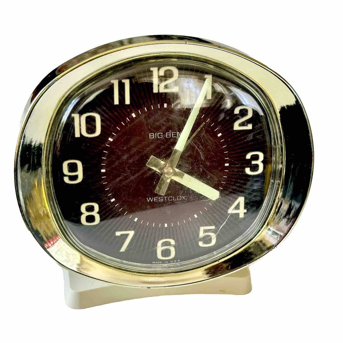 Vintage Big Ben Westclox Gold Baby Ben Luminous Wind Up Alarm