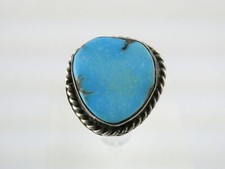 Southwestern Sterling Silver Turquoise Ring 5.7 Grams Size 6 Freeform Cabochon