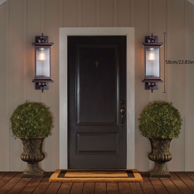Outdoor Sconce Wall Lanterns Large Exterior Porch Light with Seeded Glass Shade 