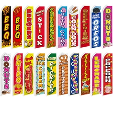 Fair Food Advertising Feather Flutter Swooper Banner Flag BBQ Hot Dog Lemonade