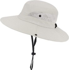 Womens Summer Sun-Hat Outdoor UV Protection Fishing Hat Wide Medium, Beige