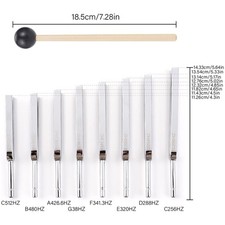 8PCS Tuning Fork Set Sound Healing 256/288/320/341/384/426/480/512 HZ Wooden Box