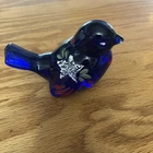 Fenton Art Glass Blue Bird Figurine Hand Painted X. Vanzile