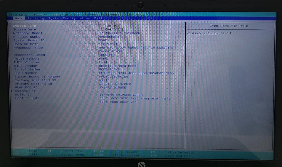 HP Pavilion 15-ab121dx 15.6" Laptop AMD A10-8700P 6GB RAM NO HD/OS (FL) - Image 2 of 4