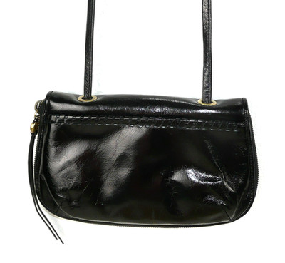 Hobo Int'l Black Glazed Leather Crossbody Organizer Wallet Purse Card Holder
