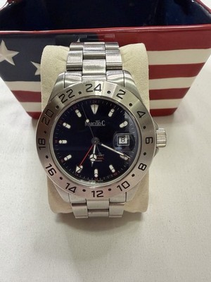 Marcello C Tridente 3 Men's Black Dial Stainless Steel Bracelet GMT 300M Watch