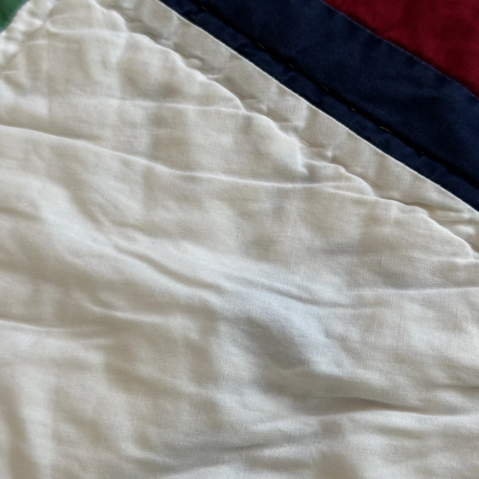 Pottery Barn Kids Quilt Twin patchwork embroidery Collegiate Sports Varsity - Image 4 of 4