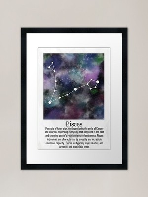 Pisces Star Sign Art Framed Art Pri Framed Wall Art Poster Canvas Print Picture