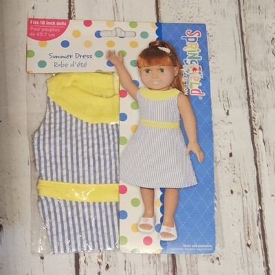 Springfield Blue & White Stripe w/ Yellow Summer Dress fits 18'' Doll New