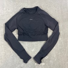 Gymshark Black Small Seamless Long Sleeve Crop Athletic Top Thumbholes Women