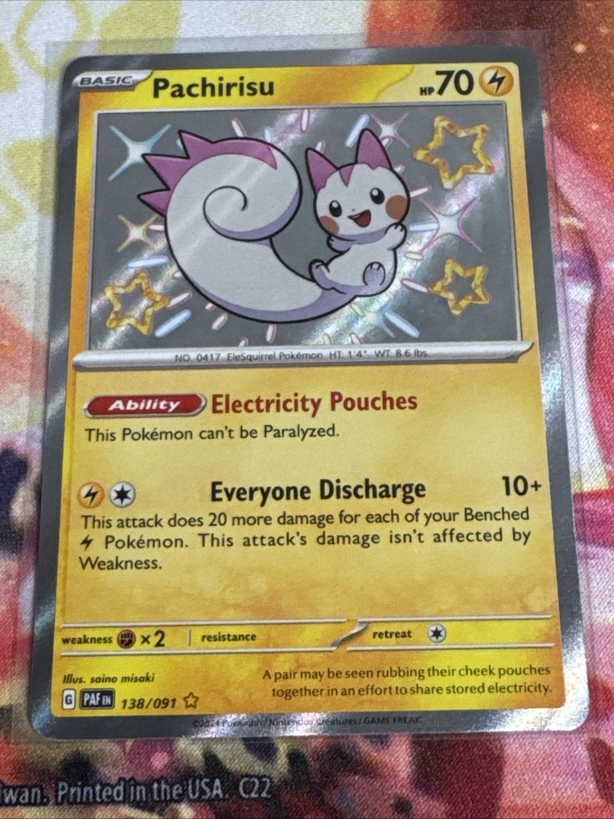 Pachirisu 138/091 Shiny Rare Paldean Fates Pokemon Holo NM/M