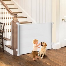 BBsecure Retractable Baby Gate 55" Mesh Pet Gate Hook Safety Stairs Doorways