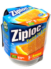 Ziploc Twist n Lock Loc 3 Pack Small Round Plastic Containers with Lids 16oz NEW