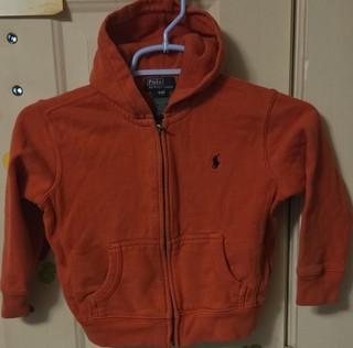 Polo Ralph Lauren Boys 4/4T Full Zip Hoodie Orange Fleece Cotton Blend Pockets