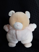 Vintage Eden Chubby Teddy Bear Pink Thermal Waffle Weave Baby Lovey Plush Toy 8"