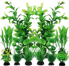 10Pcs Artificial Fish Tank Plants Fake Plastic Water Green Plants Aquarium Decor