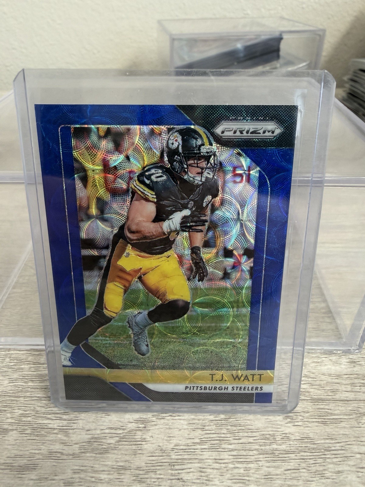 2018 Panini Prizm T.J. Watt BLUE Scope Prizm Card SP #/99 Steelers Star!