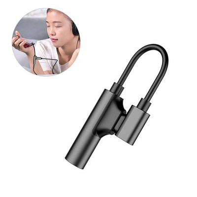 Type-C to 3.5mm Charging Listening Song Combo Audio Converter Data Line(Black)